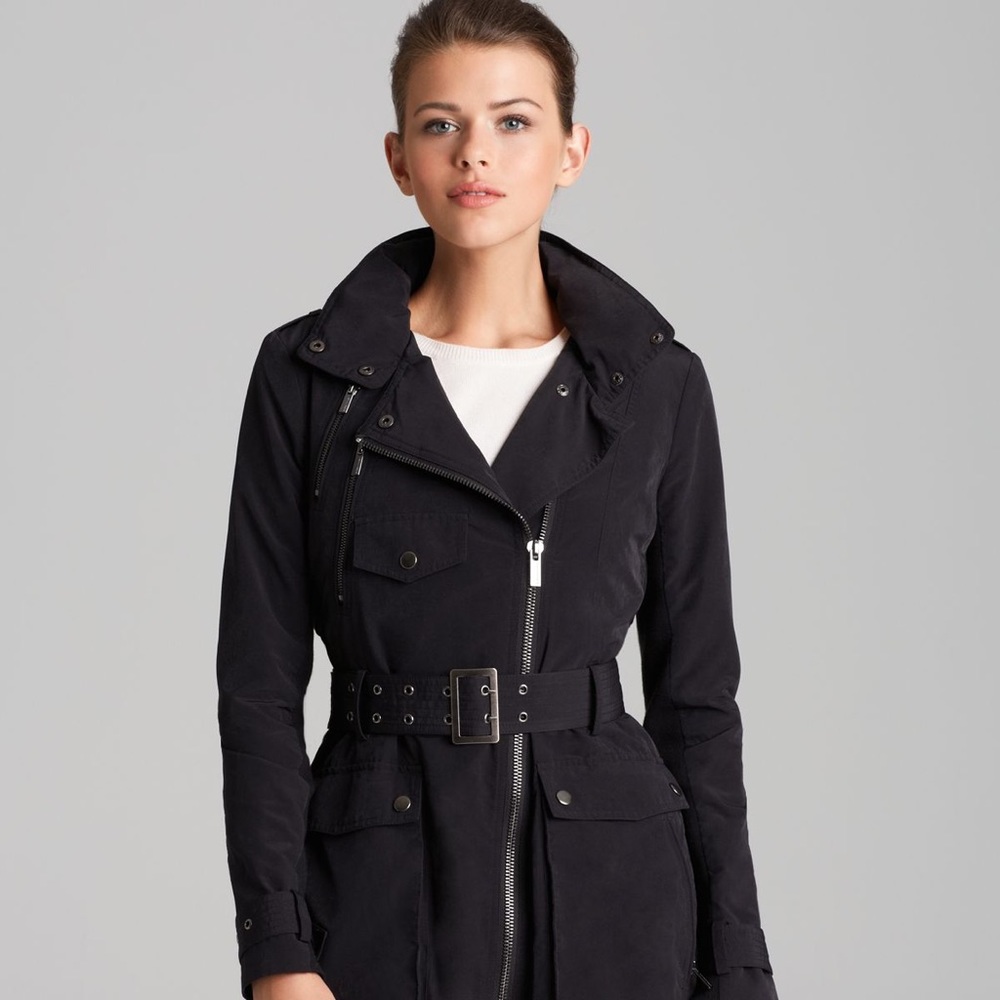 BCBGMAXAZRIA ASYMMETRICAL ZIP BELTED ANORAK NWT